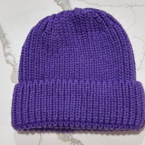 Women’s Cozy Purple Chunky Knit Beanie Winter Hat Stretchy OS
